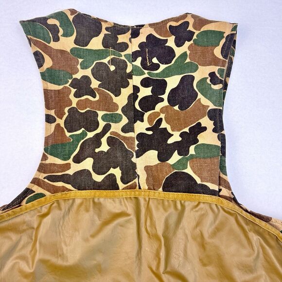 SEARS SPORTS CENTER - Vtg Duck Camouflage Canvas Mens Hunting Shooting Vest 60s - Picture 14 of 16